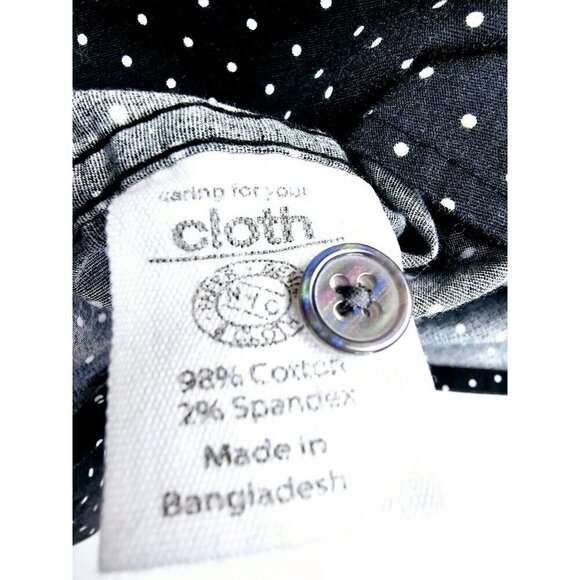 Paper Denim Cloth Stretch Fabric Classeic Size 2XL Black Polka Dots Short Sleeve - Picture 6 of 9